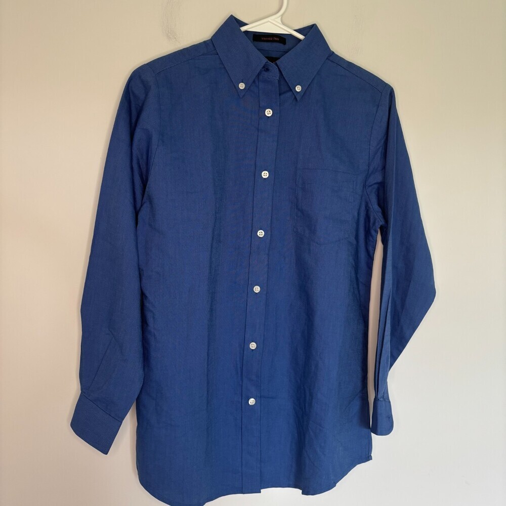 ULTRA CLUB NEW Button Down Oxford Shirt Womens S Blue Wrinkle Free Long Sleeve